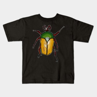 Green Buffalo Beetle Artwork Graphic Tee Kids T-Shirt